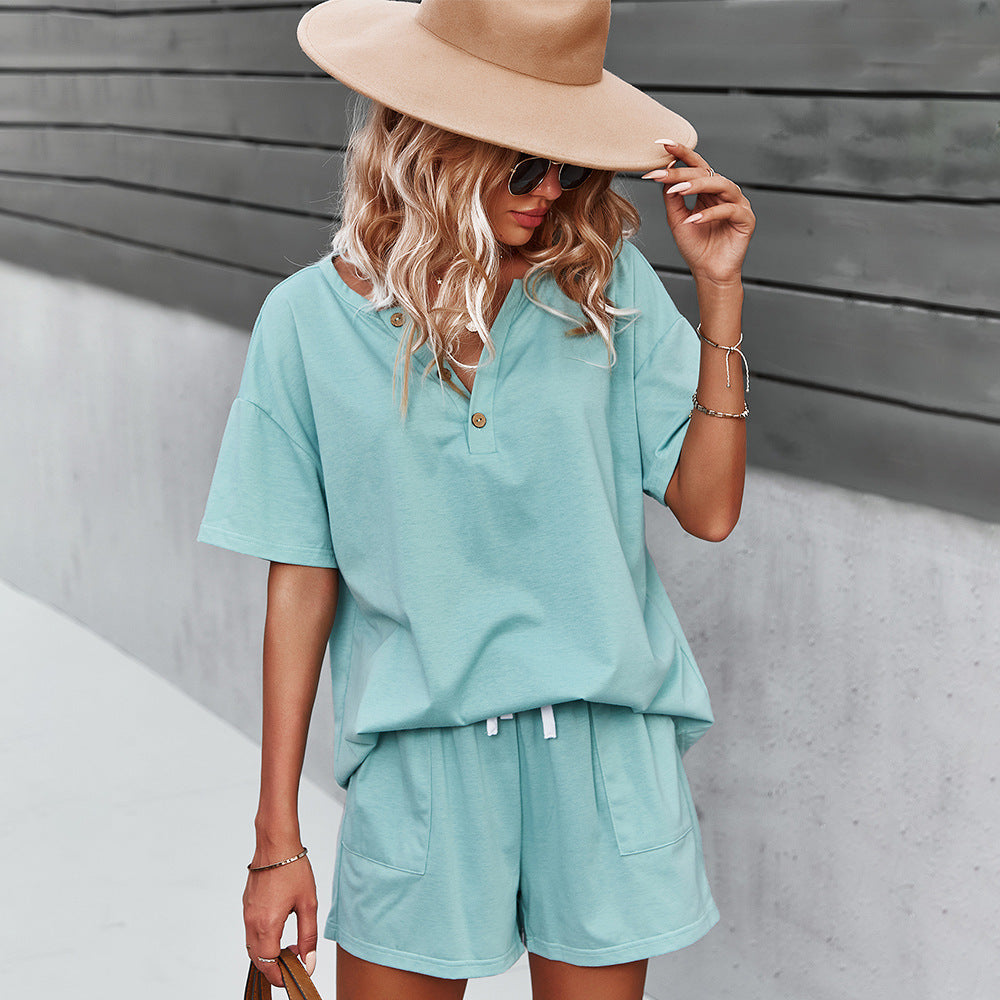 Spring And Summer Solid Color New Product Knitted Cotton Top Short Casual Women's Clothing